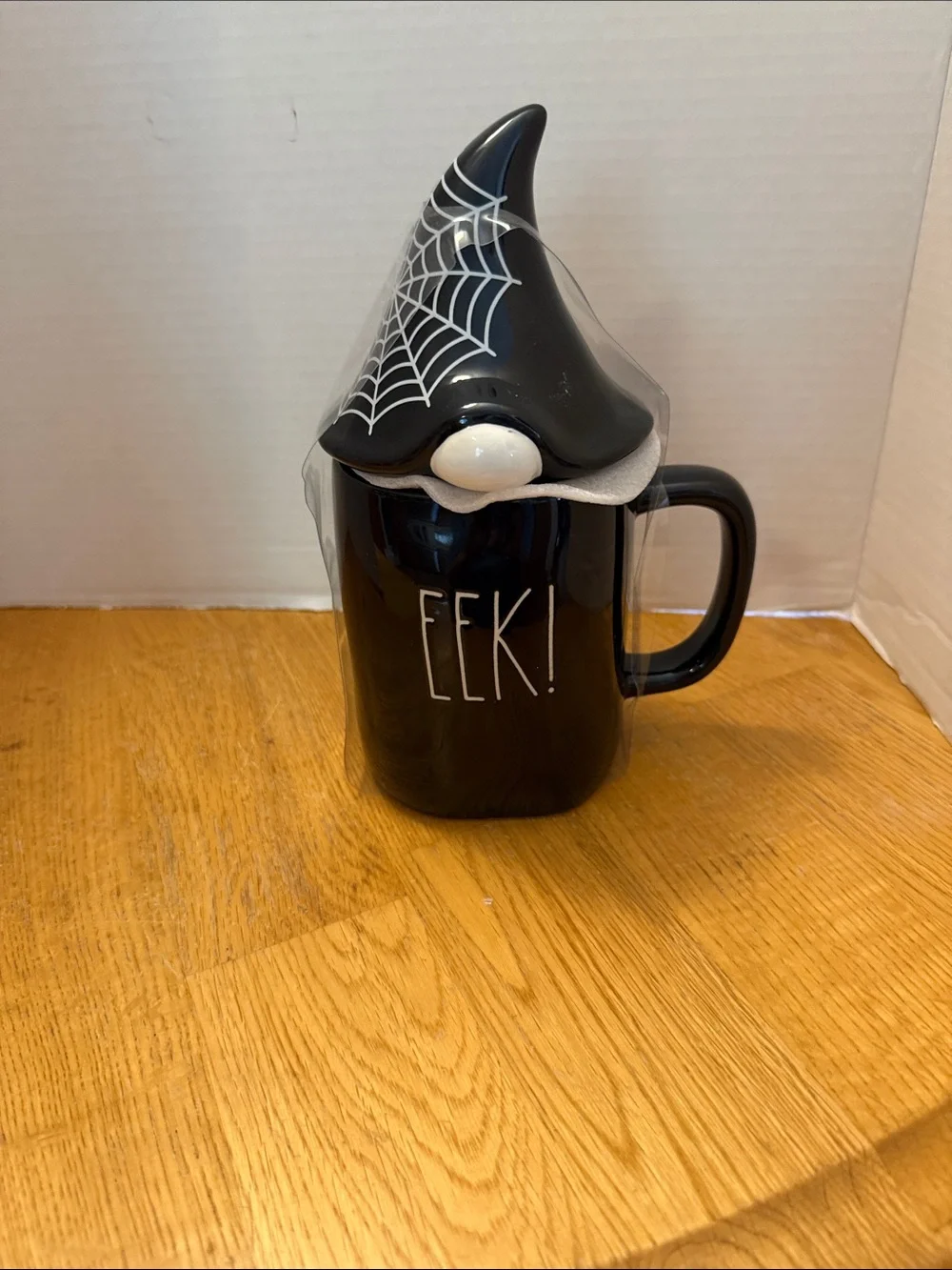 Rae Dunn Black Halloween Gnome Mug with Spiderweb Hat